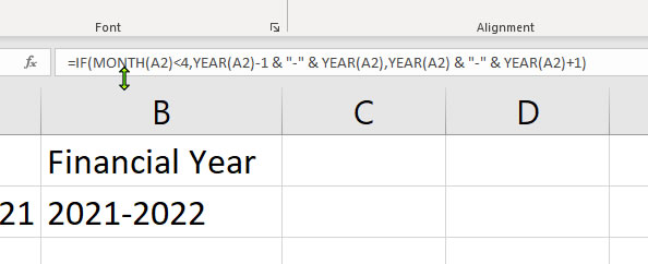 Excel Financial Year Formula