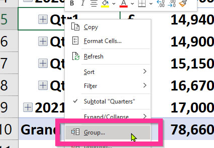 Excel Pivot Table Date Grouping
