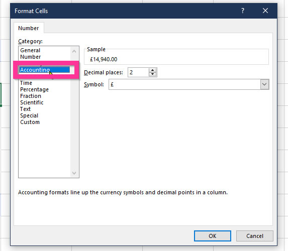 Format numbers as accounting in a Pivot Table