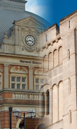 Norwich train station and castle
