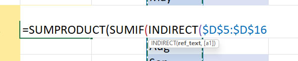 Fix references for the SUMIF multiple sheets