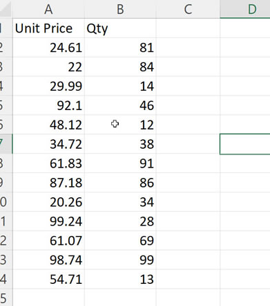 SUMPRODUCT example in Excel