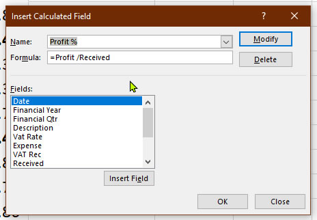 Calculate Percentage of Two Columns in a Pivot Table