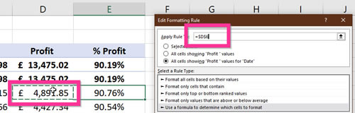 Pivot Table Conditional Fomratting Entire Row