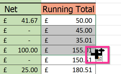 Autofill running total
