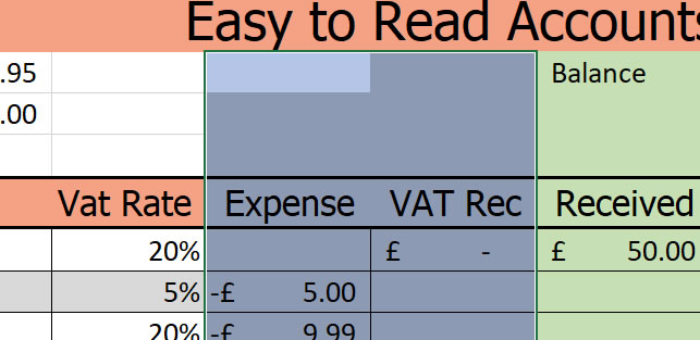 Excel accounts expenses colour