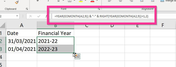 financial year eomonth formula