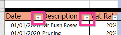 Little triangles at the top in Excel