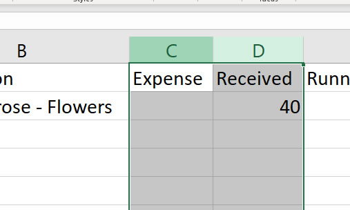 Selecting Columns in Excel