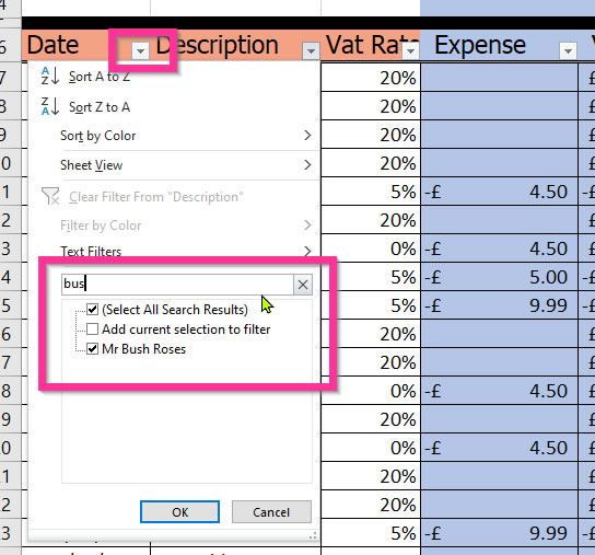 Select only certain customers in Excel