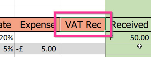 VAT reclaim column in Excel